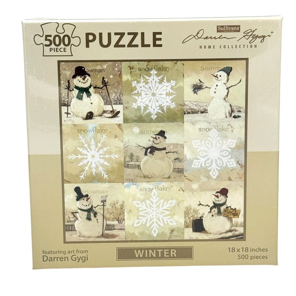 Darren Gygi Snowman 500-Piece Puzzle 18"x18" Sullivans Home Collection Art NIB